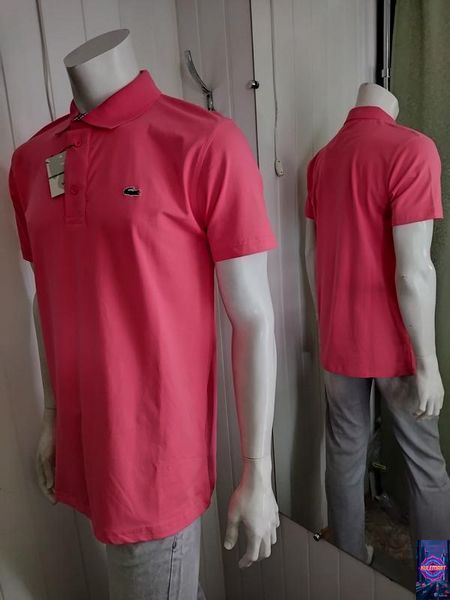 Поло коралового кольору застібка на гудзиках Lacoste 22 фото